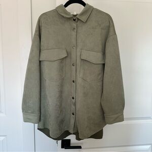 Workshop Republic Clothing (XL) Muted Sage Green Faux Suede Faux Leather Shacket
